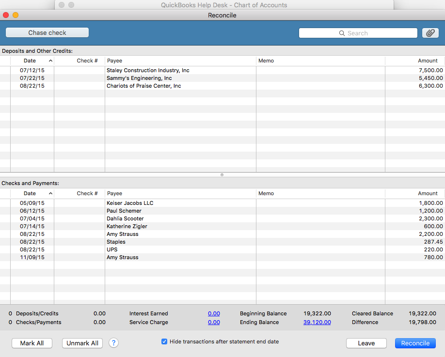 quickbooks for mac bank discrepancy